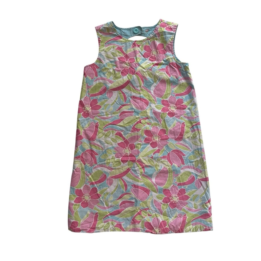 Gymboree Girls Size 10 Tank Dress Pastel Reversible Floral Flamingo 100% Cotton